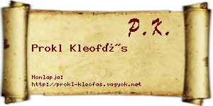 Prokl Kleofás névjegykártya